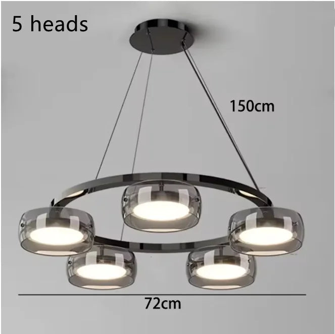Suspension minimaliste en verre et métal pour salle à manger et cuisine