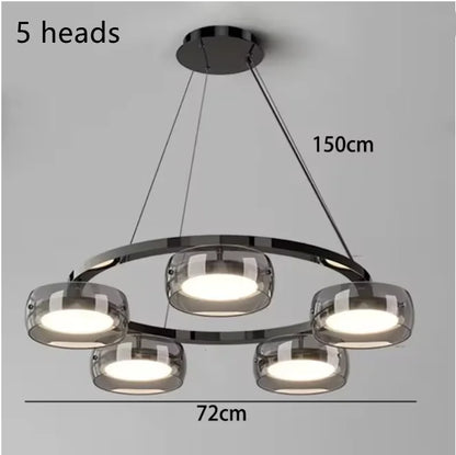 Suspension minimaliste en verre et métal pour salle à manger et cuisine