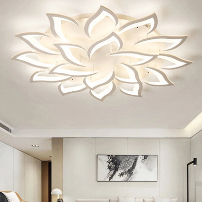 Plafonnier LED Design Floral Moderne en Acrylique, Intensité Réglable pour Ambiance Chaleureuse