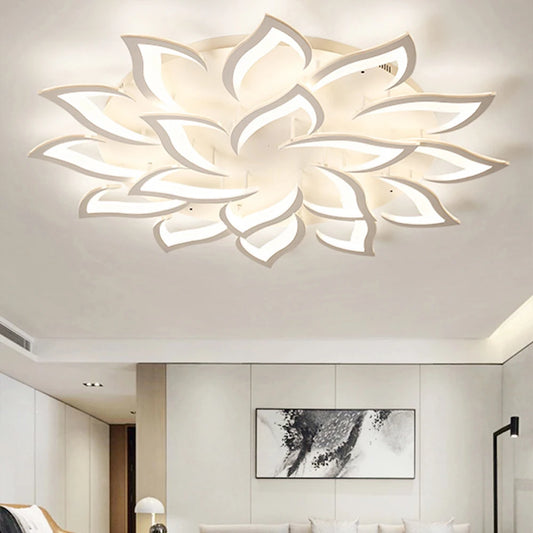 Plafonnier LED Design Floral Moderne en Acrylique, Intensité Réglable pour Ambiance Chaleureuse