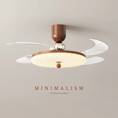 Plafonnier ventilateur rétro noyer 42" silencieux et rétractable avec télécommande