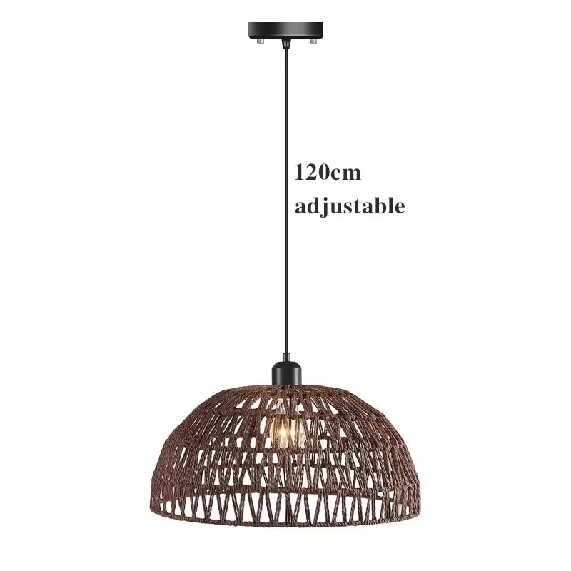 Suspension abat-jour en rotin tissé main, ambiance chaleureuse naturelle