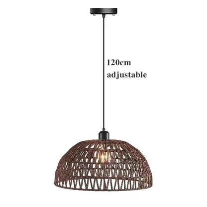 Suspension abat-jour en rotin tissé main, ambiance chaleureuse naturelle