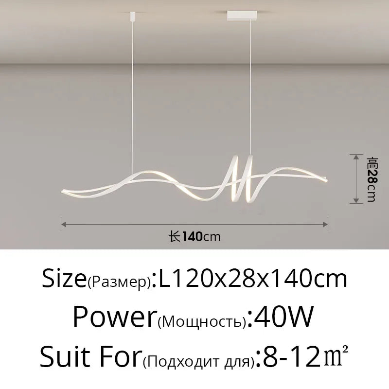 Suspension LED moderne en aluminium blanc pour salon et salle à manger