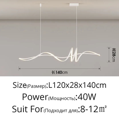 Suspension LED moderne en aluminium blanc pour salon et salle à manger