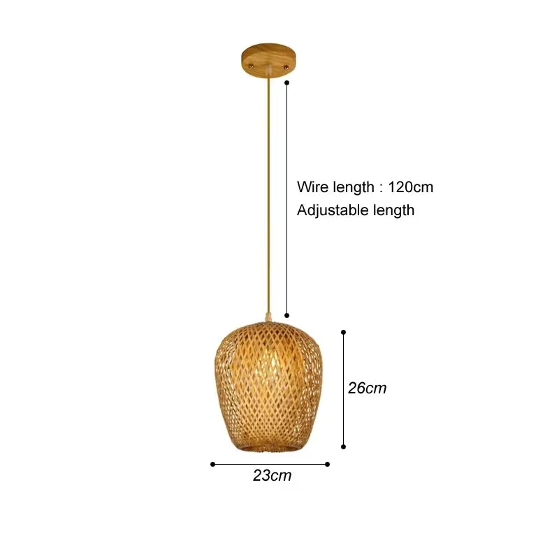 Suspension abat-jour en rotin tissé main, ambiance chaleureuse naturelle
