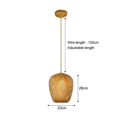 Suspension abat-jour en rotin tissé main, ambiance chaleureuse naturelle