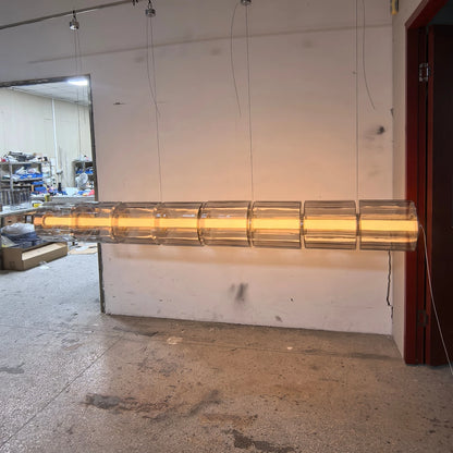 Suspension verre fumé gris design nordique LED pour salon et restaurant