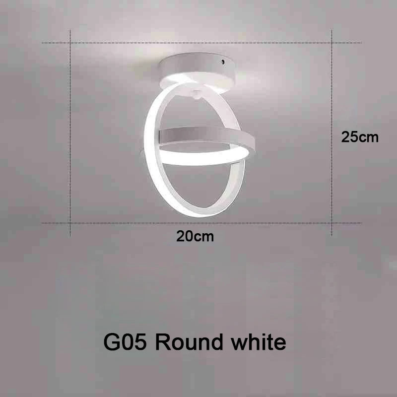 Plafonnier moderne à LED 2 anneaux en aluminium, lumière 3 couleurs, design créatif