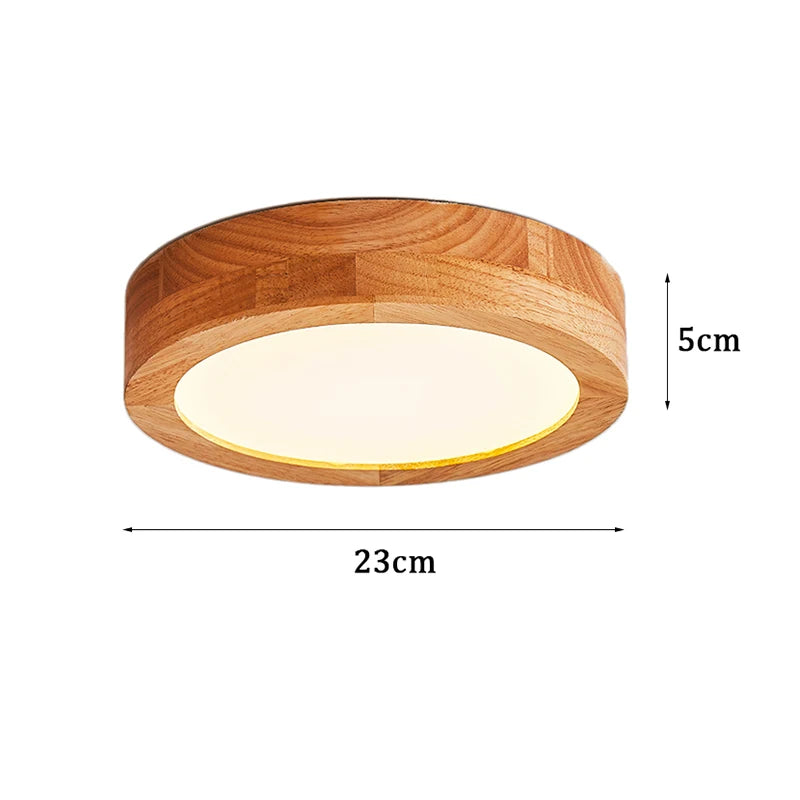 Plafonnier rond en bois LED style nordique pour ambiance chaleureuse