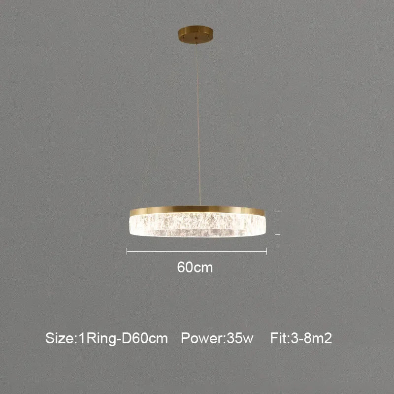 Suspension LED anneaux modernes en aluminium pour salon et salle à manger