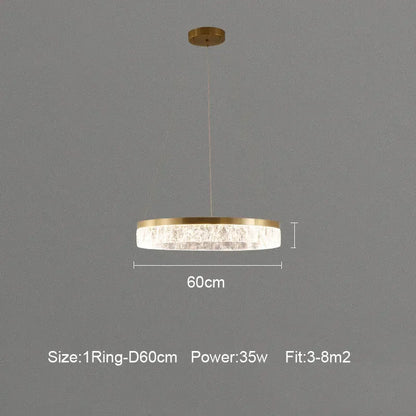 Suspension LED anneaux modernes en aluminium pour salon et salle à manger