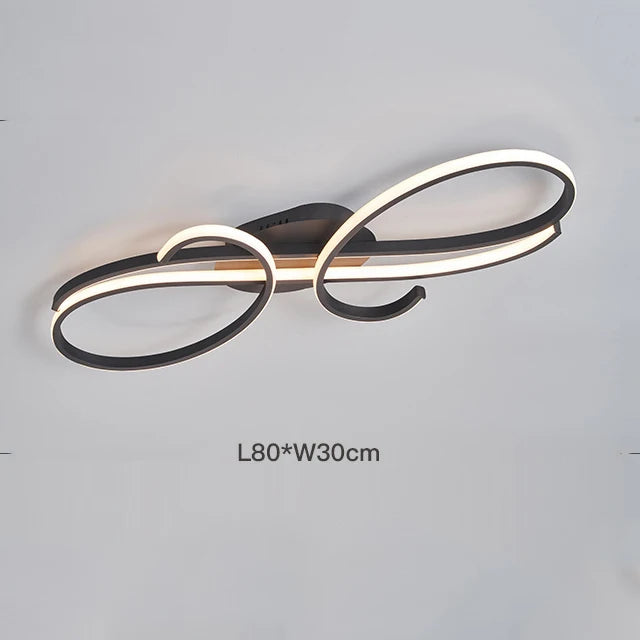 Plafonnier moderne noir en aluminium LED avec télécommande, dimmable pour salon et cuisine