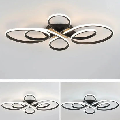 Plafonnier LED moderne à intensité variable avec télécommande, design métal et aluminium, éclairage chaleureux pour salon et salle à manger