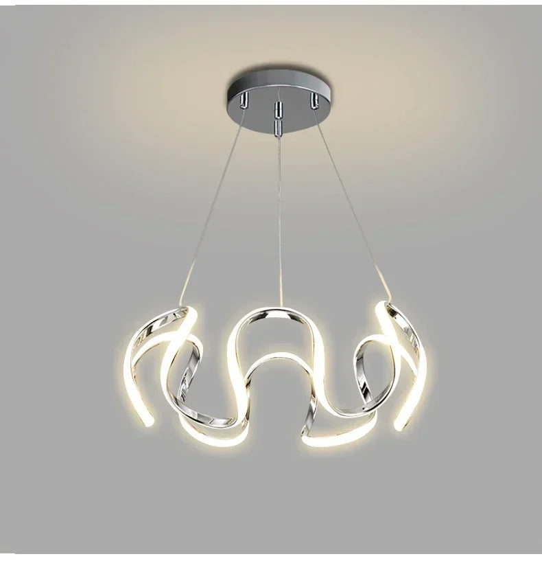Suspension LED moderne nordique en aluminium, lumière chaude pour salon et salle à manger