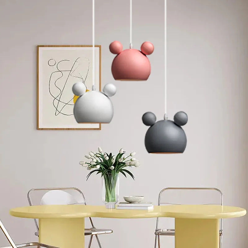 Suspension LED Mickey design moderne en alliage, luminaire d’intérieur pour chambre d’enfant