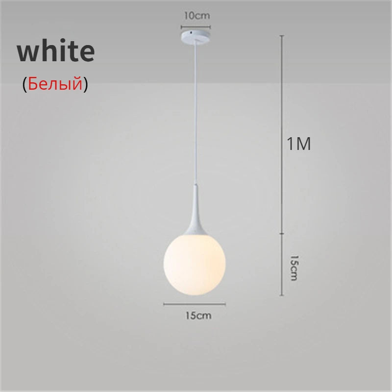 Suspension LED Boule en Verre Nordique, Luminaire Design Moderne