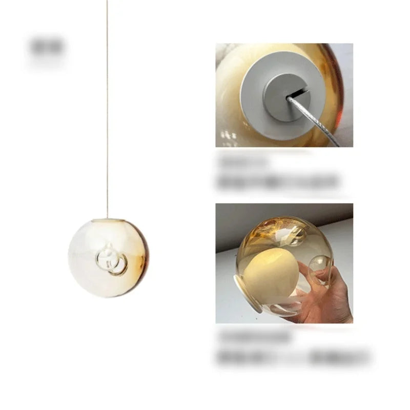 Suspension boule en verre design canadien pour salon et bar Villa