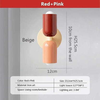 Applique Murale Nordique en Métal et Fer, Double Tête Colorée, Ambiance Chaleureuse