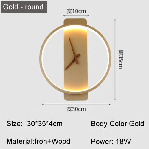 Applique Murale LED Nordique en Métal Noir et Or, Éclairage Intérieur Ambiance Chaleureuse