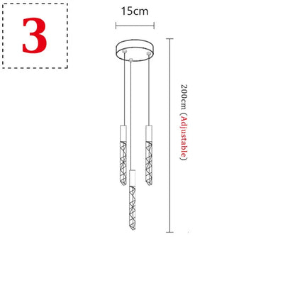 Suspension LED moderne spirale en cristal pour salon et duplex