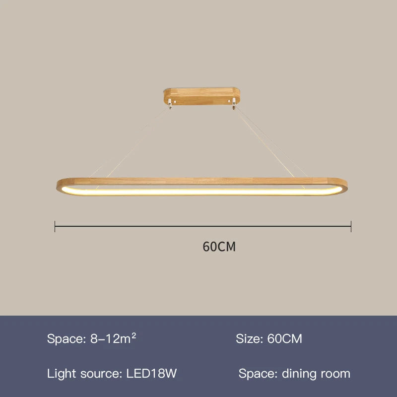 Suspension LED en bois design moderne, lumière blanche pour intérieur cosy
