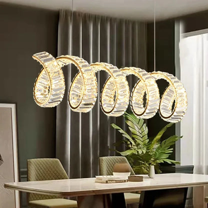Suspension LED design moderne en fil métallique, luminaire décoratif d’intérieur en cristal