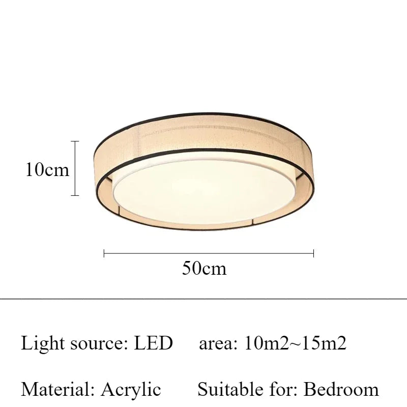 Plafonnier LED Circulaire en Tissu, Luminaire Décoratif pour Salon et Chambre