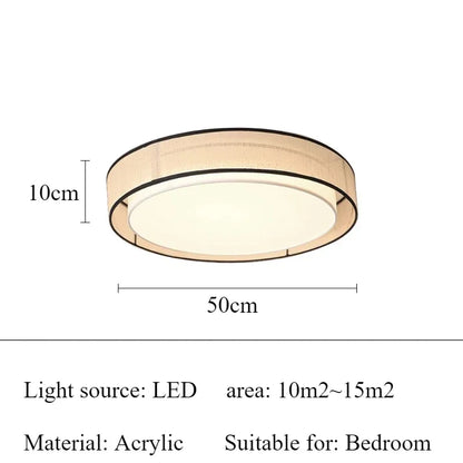 Plafonnier LED Circulaire en Tissu, Luminaire Décoratif pour Salon et Chambre