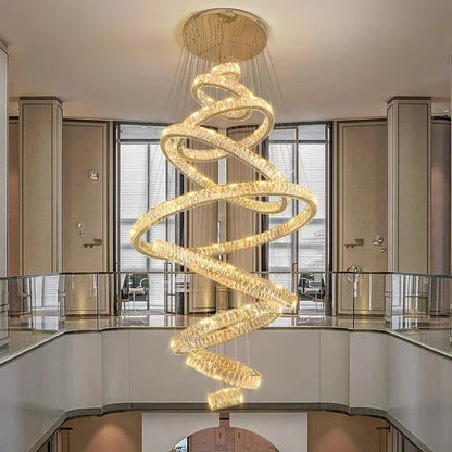 Lustre suspendu moderne en cristal, éclairage LED à lumière chaude, design élégant pour salon et escalier