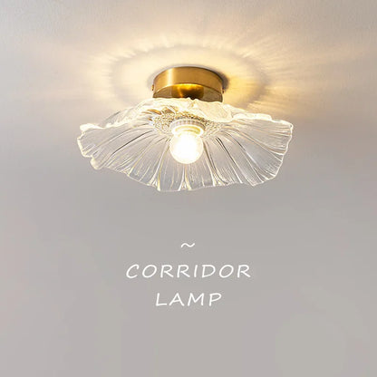 Plafonnier vintage en verre LED 2025, lumière chaude rétro pour salon et couloir