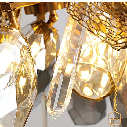 Lustre suspendu LED en acier inoxydable et cristal, design moderne pour salon et chambre, ampoules incluses