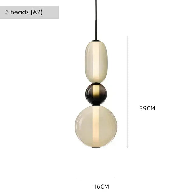 Suspension LED en verre coloré design nordique moderne pour intérieur