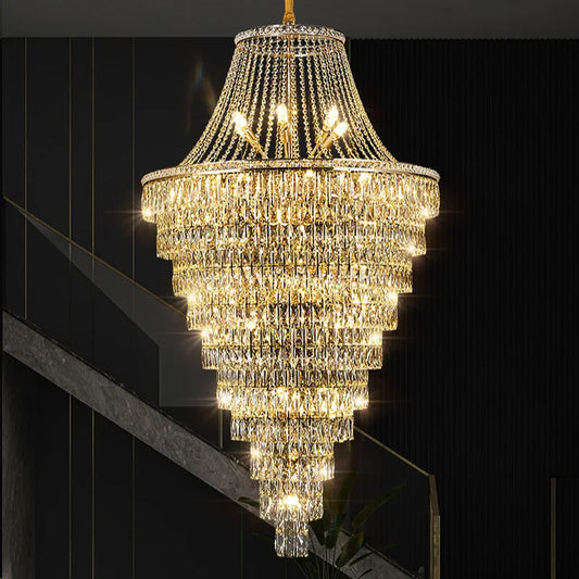 Lustre moderne en cristal noir et doré, éclairage suspendu pour salon et hall