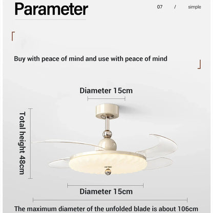 Plafonnier ventilateur rétro noyer 42" silencieux et rétractable avec télécommande