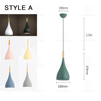 Suspension multicolore moderne E27 en aluminium, éclairage LED 110-220V