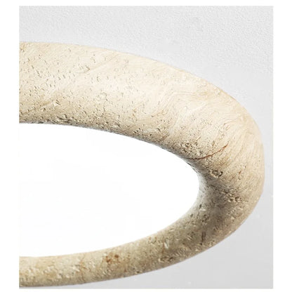 Plafonnier rond LED en travertin jaune, design wabi sabi naturel pour intérieur