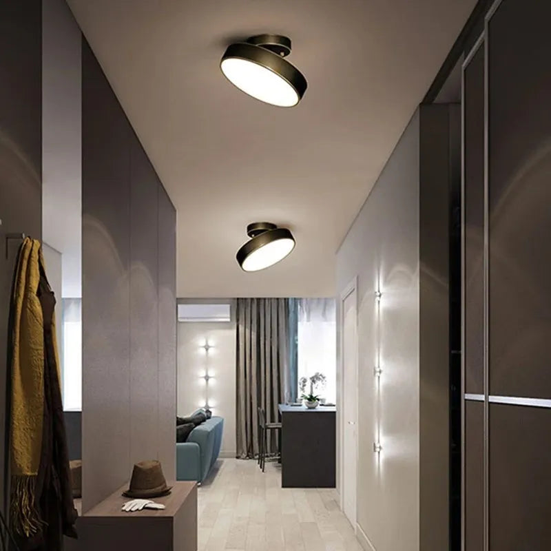 Plafonnier LED moderne rond en cuivre noir or, lumière dimmable pour chambre et salon