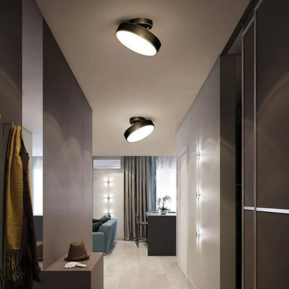 Plafonnier LED moderne rond en cuivre noir or, lumière dimmable pour chambre et salon