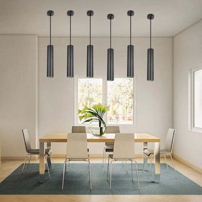 Suspension LED moderne en aluminium noir, lumière chaude ou neutre, 160-300mm