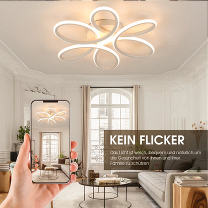 Plafonnier LED 60W design floral en métal, lumière blanc chaud 3000K, 43 cm, ambiance cosy