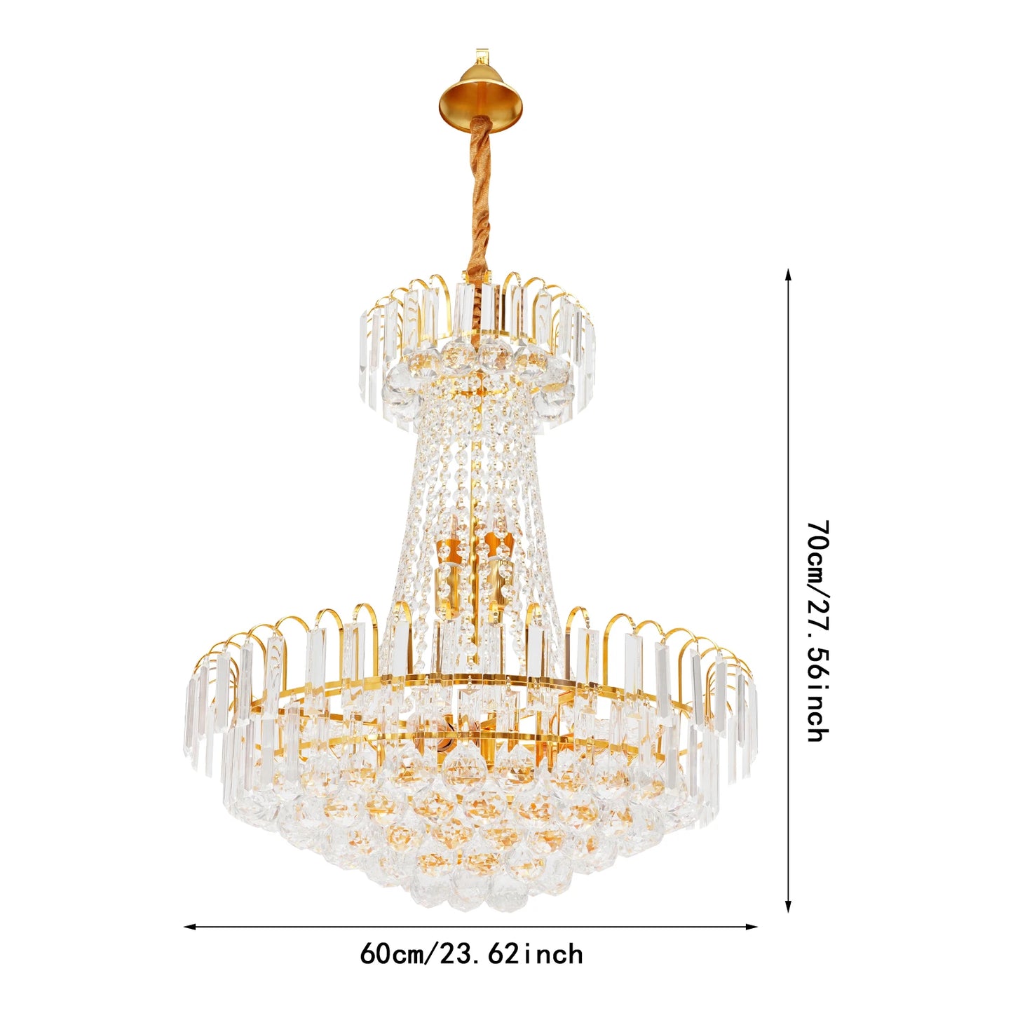 Lustre en cristal K9 réglable pour variateur, ambiance chaleureuse, escaliers et salons