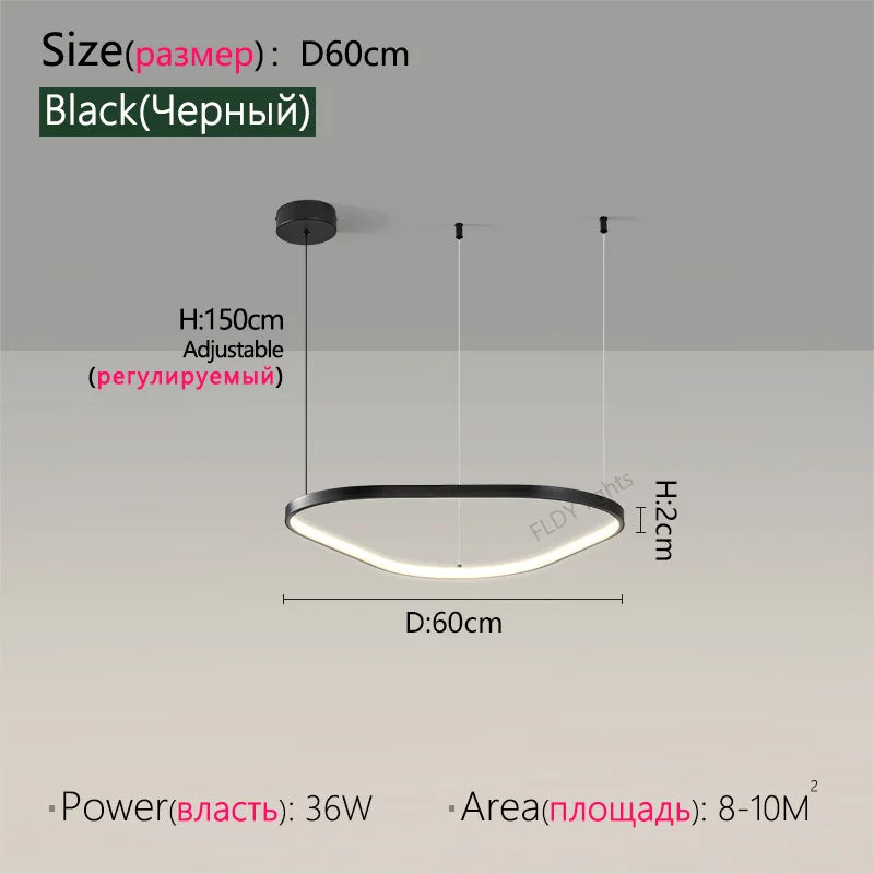 Suspension lustre nordique triangulaire en métal, lumière chaude pour salon et chambre