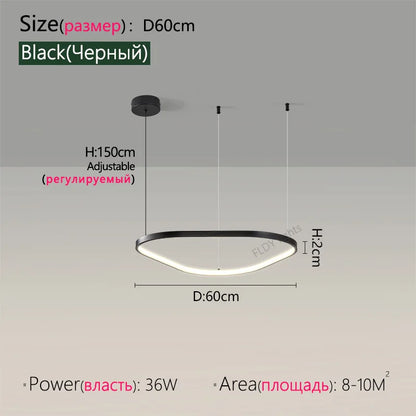 Suspension lustre nordique triangulaire en métal, lumière chaude pour salon et chambre