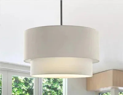 Suspension lin double couche style nordique américain moderne pour salon et salle à manger