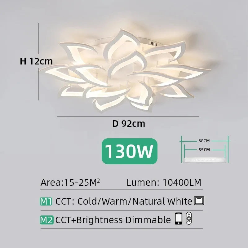 Plafonnier LED Design Floral Moderne en Acrylique, Intensité Réglable pour Ambiance Chaleureuse