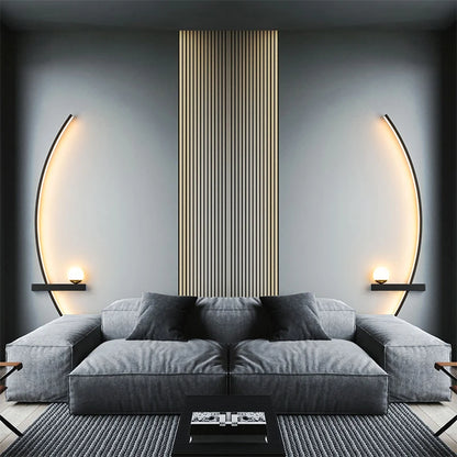 Applique Murale LED Moderne Noire en Aluminium, Luminaire Intelligente à Intensité Variable