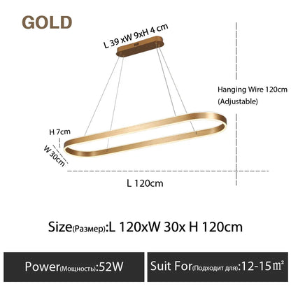 Suspension LED nordique en aluminium, lumière variable pour salle à manger et cuisine
