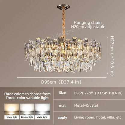 Suspension loft en cristal moderne à LED pour salon et salle à manger