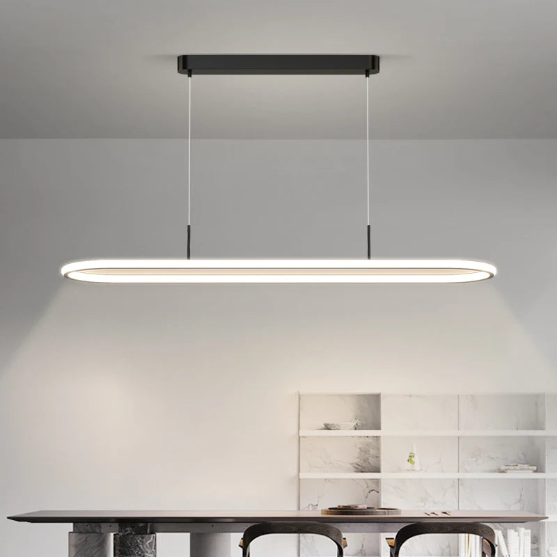 Suspension LED en aluminium noire ou blanche, lumière chaude pour table à manger